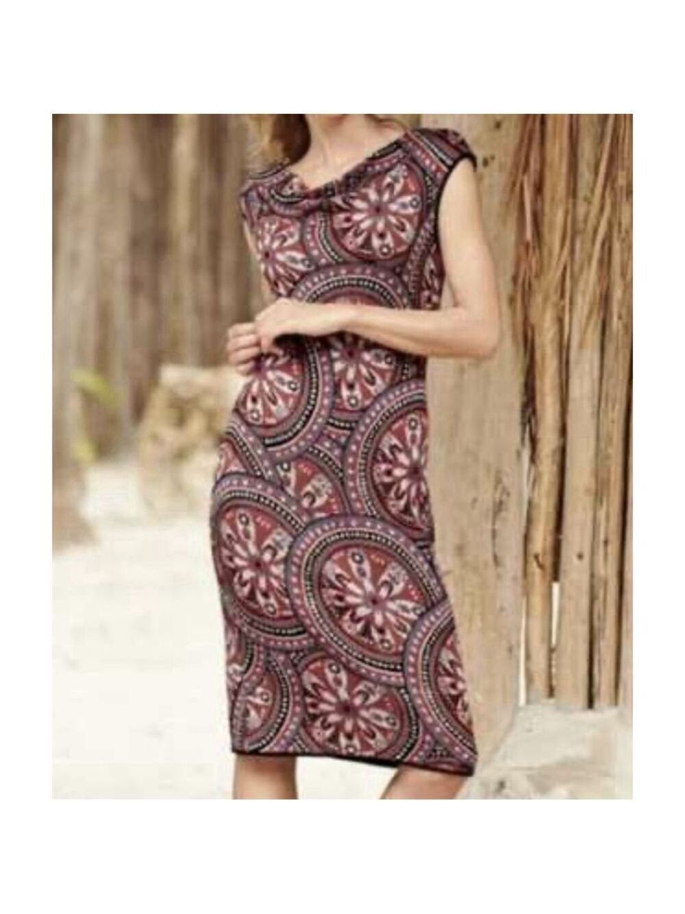 Peruvian Connection Allegra Knit Midi Dress MED Floral Pima Cotton Peru Boho